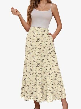 Women’s Floral Tiered Maxi Skirt - Cream